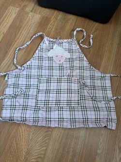 Pink Plaid Apron with Sheep Applique
