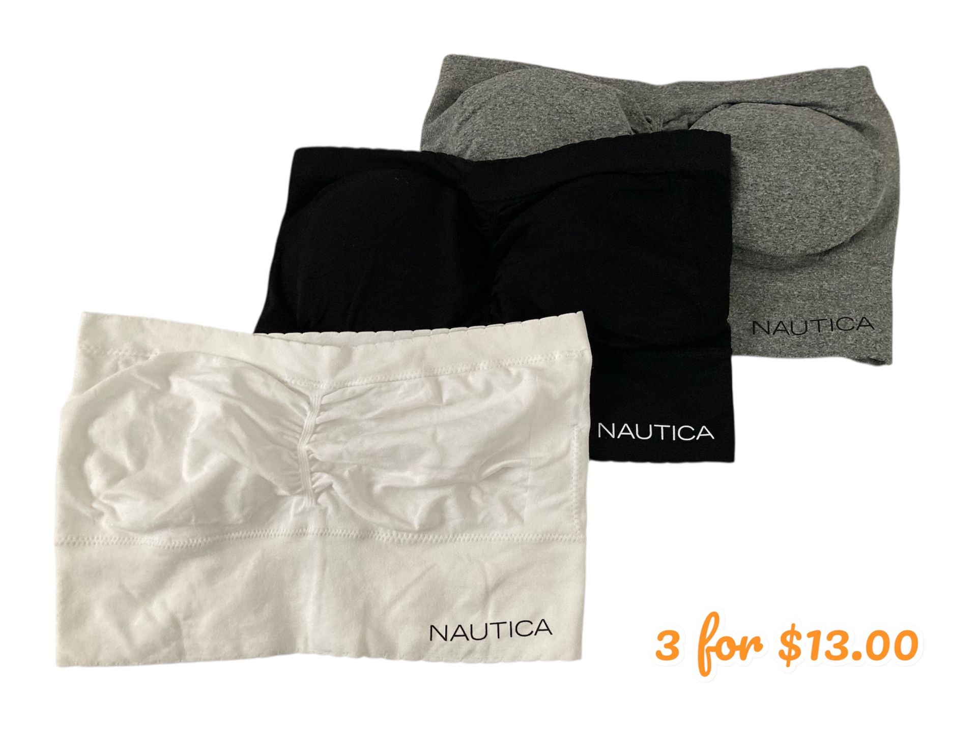 Nautica Women’s Strapless Bra/ 3 Pieces In Black, White & Gray/ Size: Large