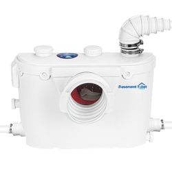 Macerator Pump for Basement Bathroom & Upflush Toilet, 4-Inlet Waste Pump for Sink, Shower & Laundry, Quiet High-Performance Macerator Pump System@B7-