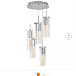 Artika Essence 30-Watt 5 Light Chrome Modern Integrated LED Pendant Light Fixture for Dining Room or Kitchen