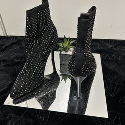 Stylish Rhinestone Ankle Boots (Size 10)