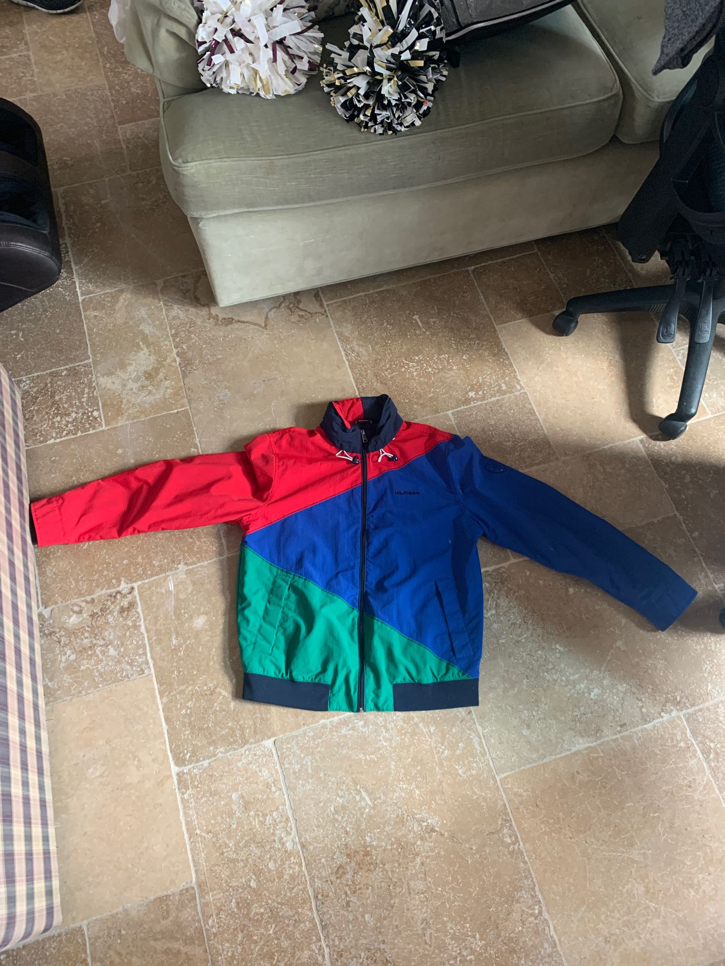 Kina hamburger Motel Red, blue, and green Tommy Hilfiger zip up jacket with yellow hood. for  Sale in Rancho Cucamonga, CA - OfferUp