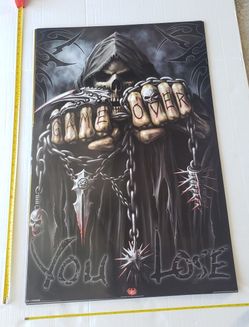 Spiral - Game Over You Lose Poster! Skeleton / Skull / Grim Reaper Horror! LIKE NEW--NEVER HUNG OR USED! Large 36" inches x 24" inches