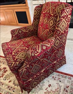 Custom Swivel  Chair - Gold and Red Pattern