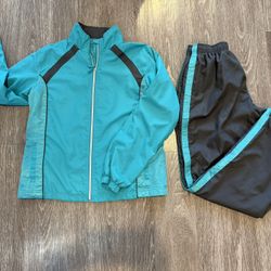 BCG Lightweight Athletic Tracksuit Windbreaker Set - Women’s Medium Teal /Gray