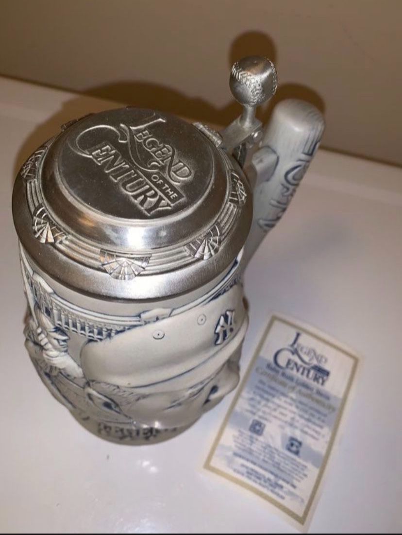 Babe Ruth Lidded Stein with Certificate of Authenticity -1999 Avon-7 1/2 inches tall