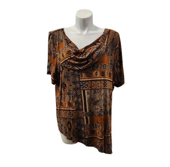 More En Focus Studios 2X Bohemian Style Brown and Black Top