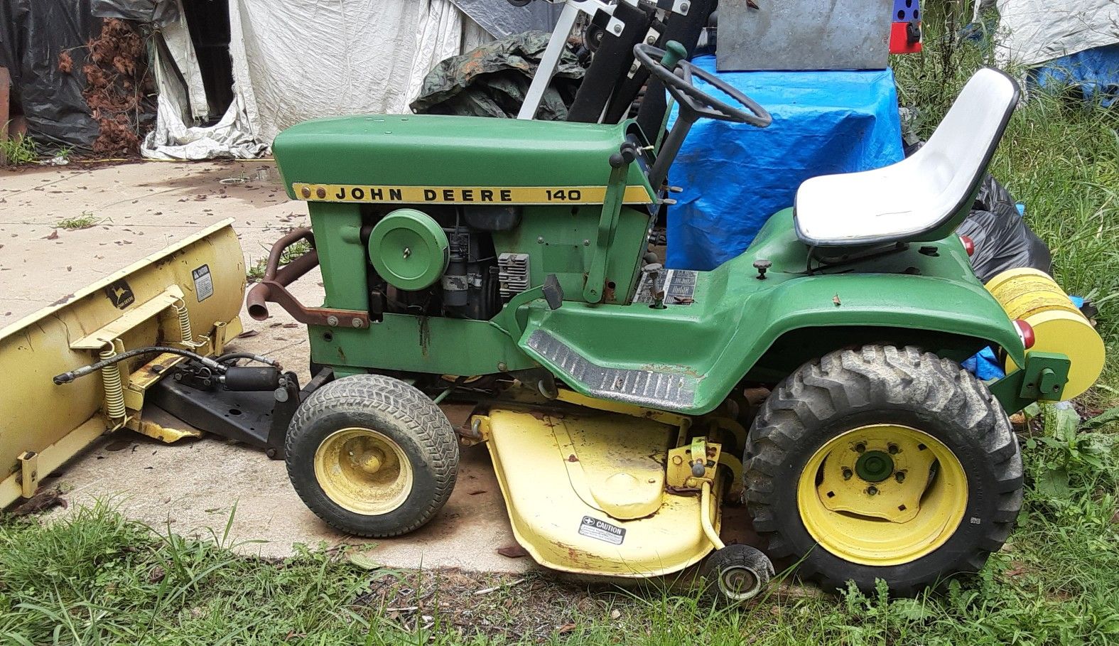 1971 John Deere 140 H3 Tractor w/Plow and Mower Deck