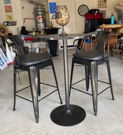 3-Piece Black Metal Bistro Bar Set - Table, 2 Stools home furniture