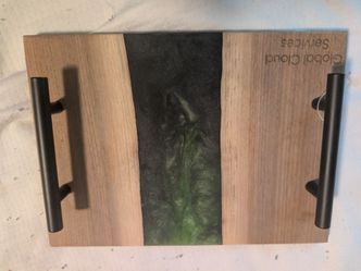 11" x 8" Wood Epoxy Resin River Serving Tray - Brand New