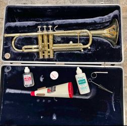Engraved Conn Director Trumpet With Case Tested Working Vintage