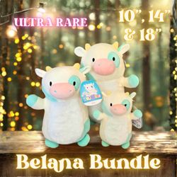 NWT ULTRA RARE Fuzzy Belly Belana Hugmees Squishmallows Bundle