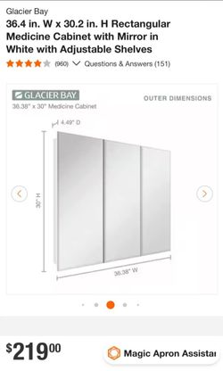 Glacier Bay Medicine Cabinet with Mirror