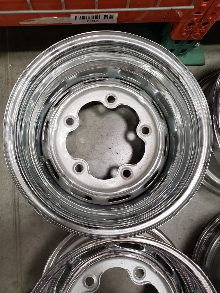 15" Volkswagen Chrome 5 Lug Staggered Wheels, VW Bolt Pattern 5x205