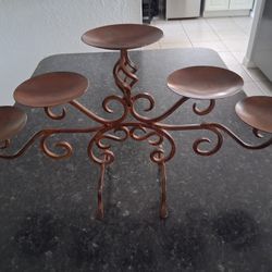 Vintage Metal Candelabra For 5 Pillar Candles 