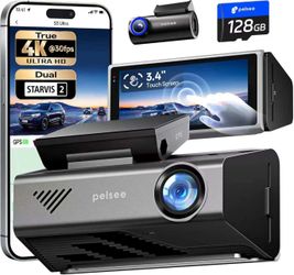 new Pelsee S3 Ultra True 4K+2.5K Dash Cam Front and Rear,Dual Starvis 2 Sensor Free 128GB Card & OBD Hardwire Kit,Native HDR Dash Camera for Cars with