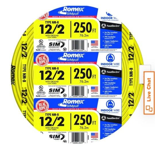 12/2 250ft Romex Wire