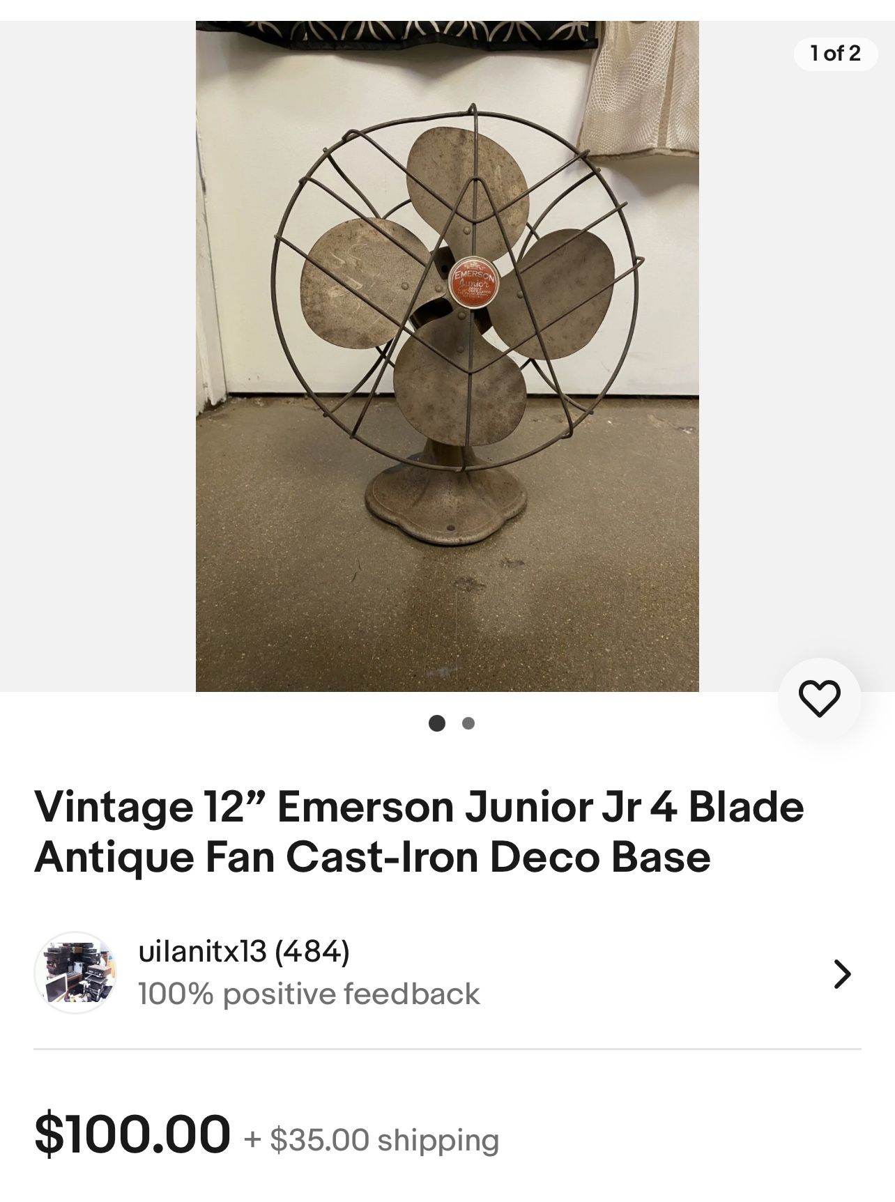 Vintage 12” Emerson Junior Jr 4 Blade Antique Fan