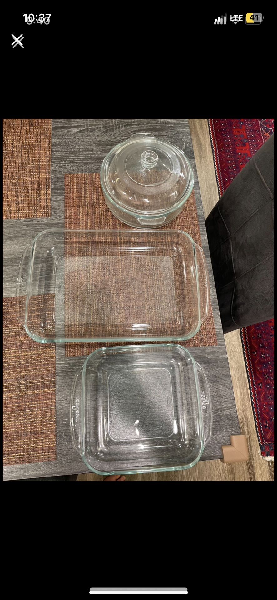 Pyrex glass baking dishes
