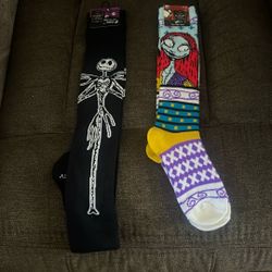 Jack And Sally Set Of 2 Socks New