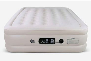 ​Serta 18" Raised Queen Air Mattress with NeverFlat Pump (Tan)