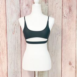 Women’s Army Green Bikini Top Size Small Adjustable Straps Lightly Lined Removable Pads 