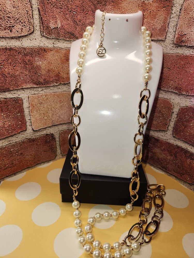 #2029, E.L SIGNED  GOLD PLATED NECKLACE, 40"IN, VERY LIGHT WEIGHT
