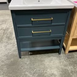 30" Solid Wood Bathroom Vanity with Ceramic Sink (Open-box)