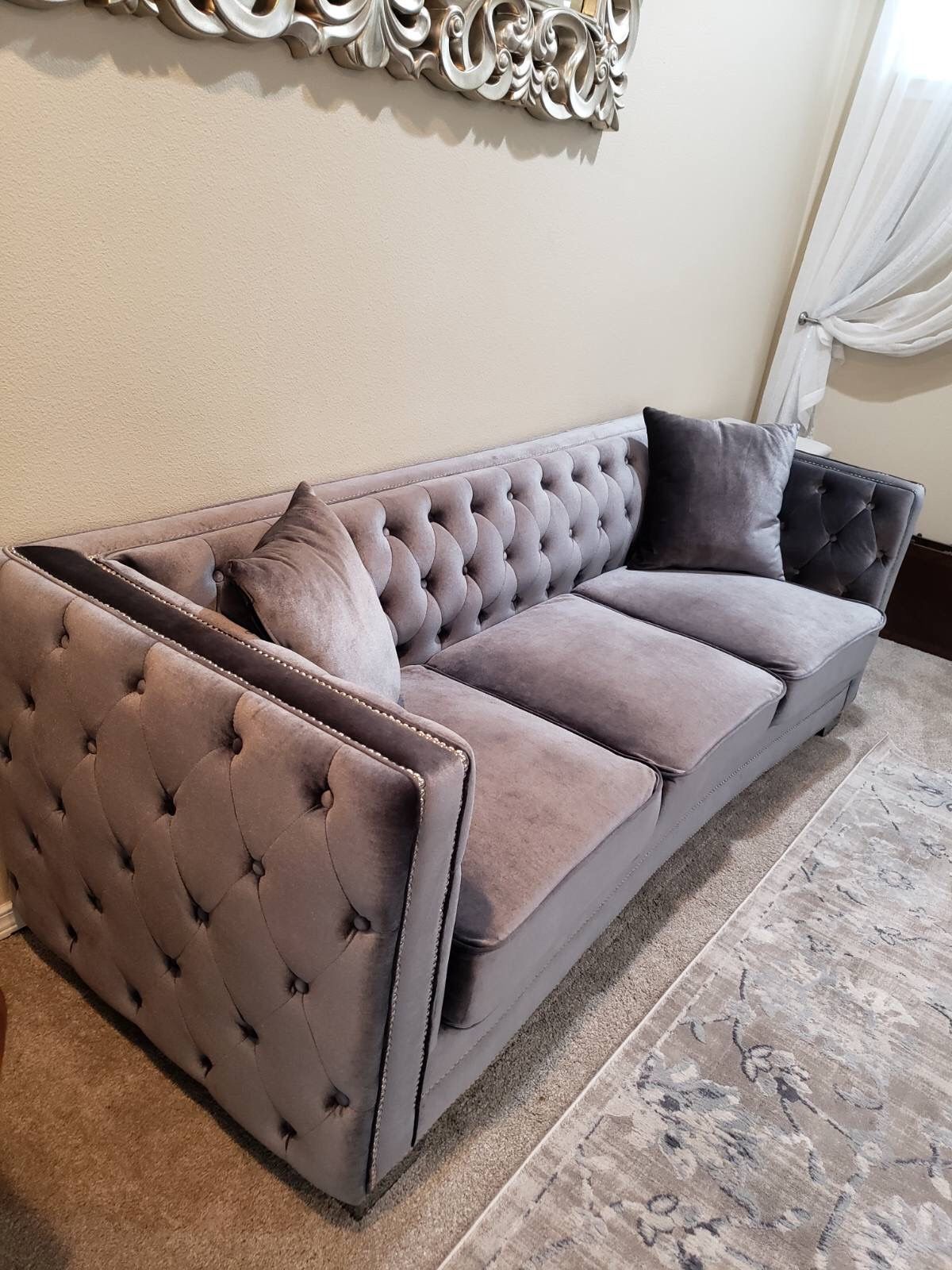 3 Piece Grey Velvet Sofa,All Products : American Fashion Style Bags On Sale