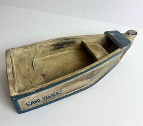Handcrafted Wooden Boat Tray “Sand Tracks” Rustic Nautical Coastal Decor 13”