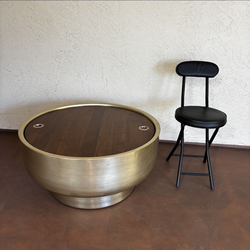 One West Elm Drum Coffee Table With Storage Inside