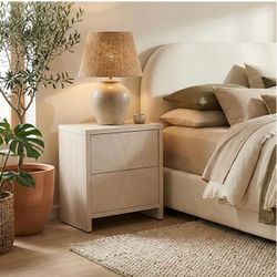 Two-Drawer Nightstand with Sunburst Detail
