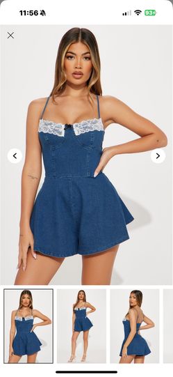New Lace Denim Romper