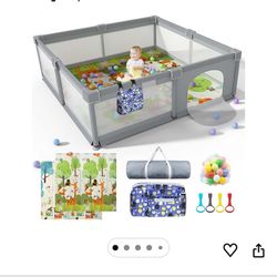 Baby Playpen 79" X 71", LUTIKIANG Play Yard for Babies and Toddlers with Mat