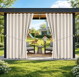 NICETOWN Outdoor Blackout Curtains Patio Pergola Gazebo 105x108 Waterproof 2Pk