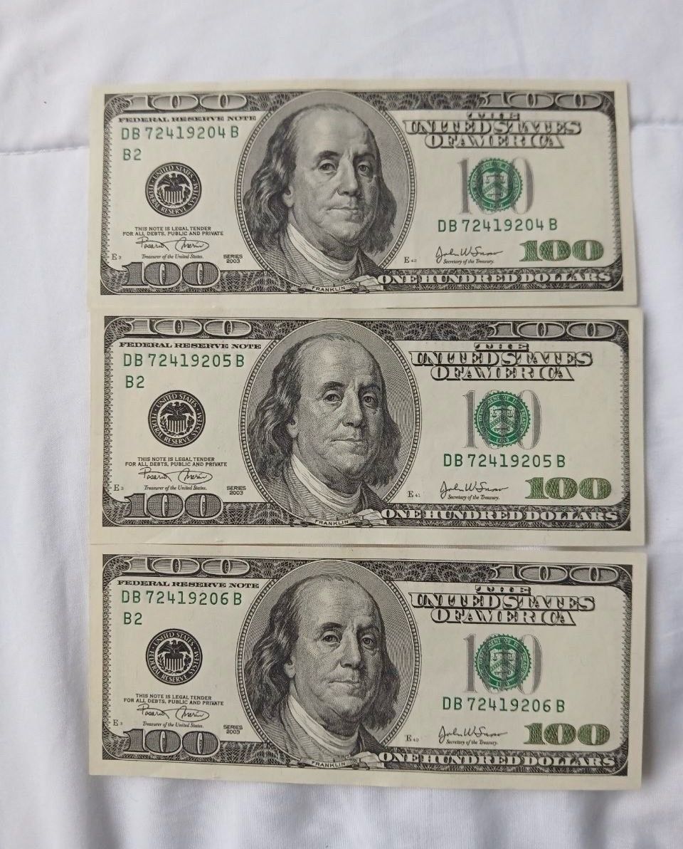 100 dollar bill consecutive serial number NOT FREE