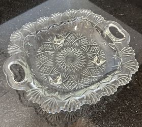 Vintage Pressed Glass Footed Serving Tray
