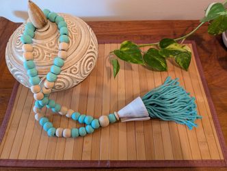 Boho Wooden Tassel Turquoise 