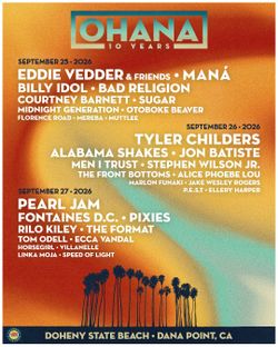 2x Friday GA Ohana Festival Wristbands (In Hand) - Face Value