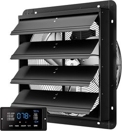 18 Inch Exhaust Fan, 3500 CFM, with Temp Humidity and Speed Control 10-Speed EC Motor Attic Fan with Thermostat, 6 Inch Large Touchscreen Controller, 