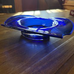 Majors Prison Poland Handblown Cobalt Blue Art Glass Bowl