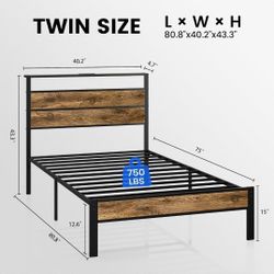 Twin Bed Frame Smart LED Lights