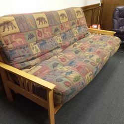 Super Comfy Thick Futon Couch Bed With Wood