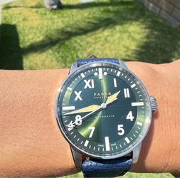 Farer Cayley Verde Pilot Watch– Green Sunburst Dial – Full Set