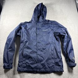 Columbia Mens Omni-Tech Men’s M Blue Waterproof Rain Jacket Hooded Shell #1325