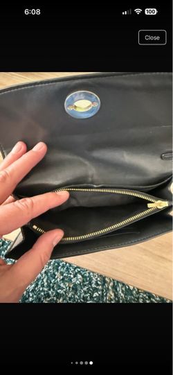 Coach navy blue Leather Clutch Bag with Gold Hardware
