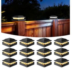 Solar Fence Post Lights  - 12 PK