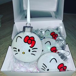 6 Custom Hello Kitty Or Grinch  Ornaments