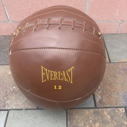 Vintage Everlast Leather Medicine Ball - 12 lb - Classic Gym Equipment