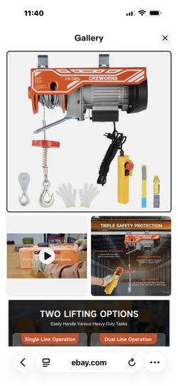 CREWORKS Electric Hoist 2500 lb Crane Winch with 16.4 ft Wired Remote Control